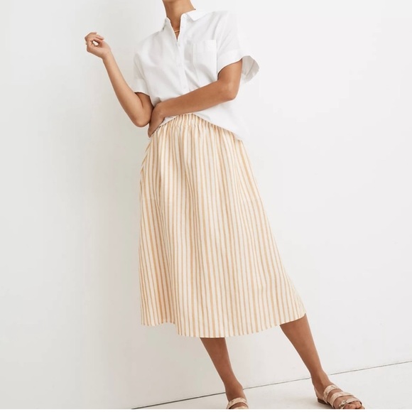 Madewell Dresses & Skirts - Madewell mustard and white striped skirt